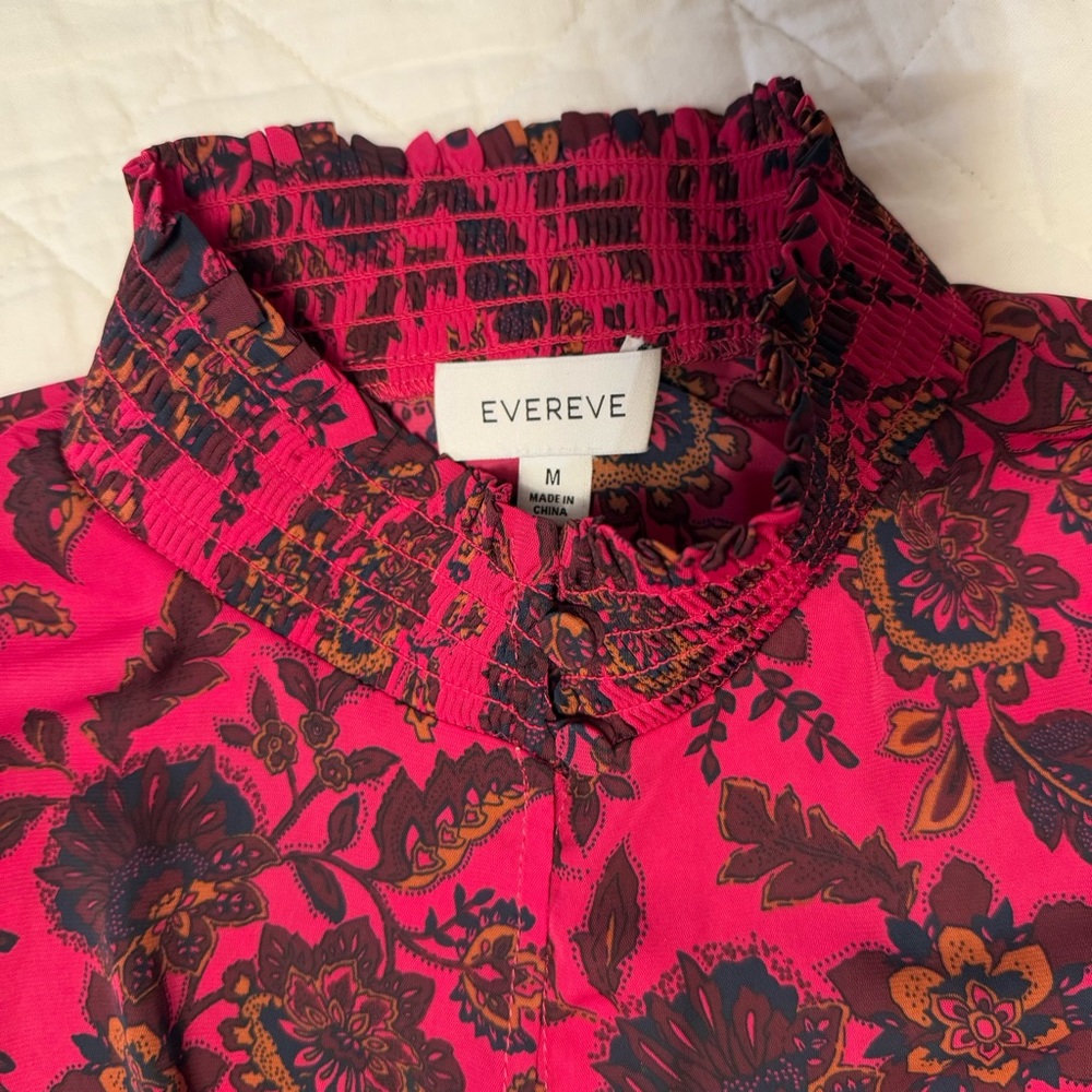 Evereve Floral Smocked Neck Blouse